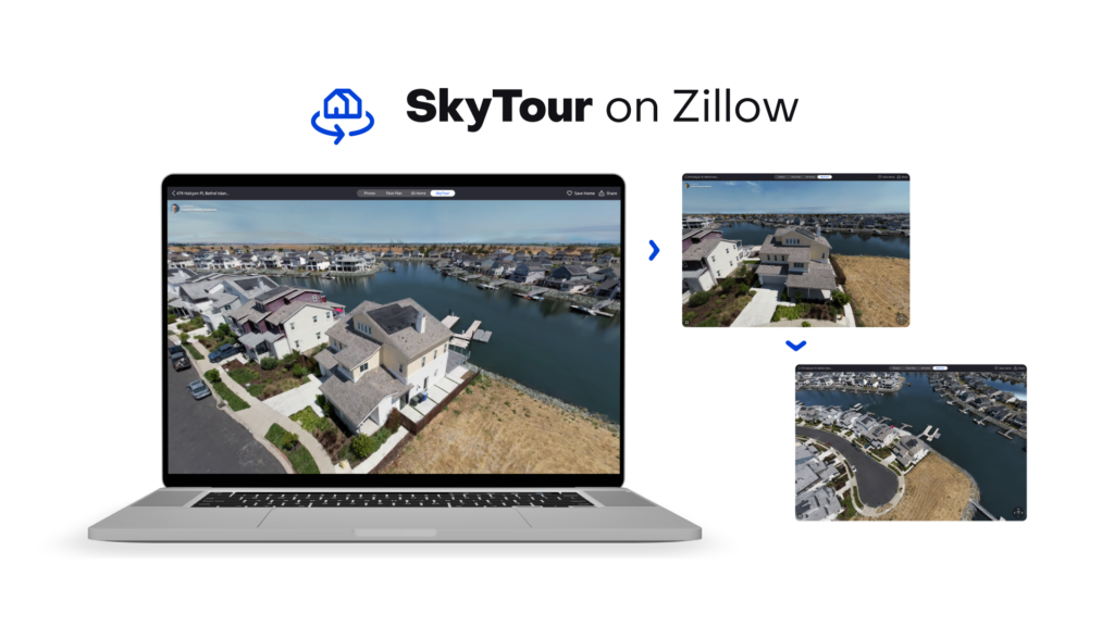 Zillow Skytour aerial drone tour of home exterior