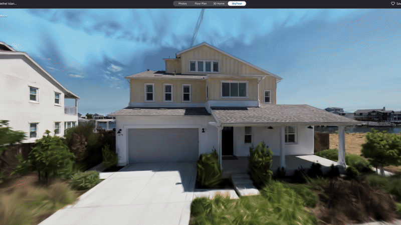 Zillow Skytour aerial drone tour of home exterior