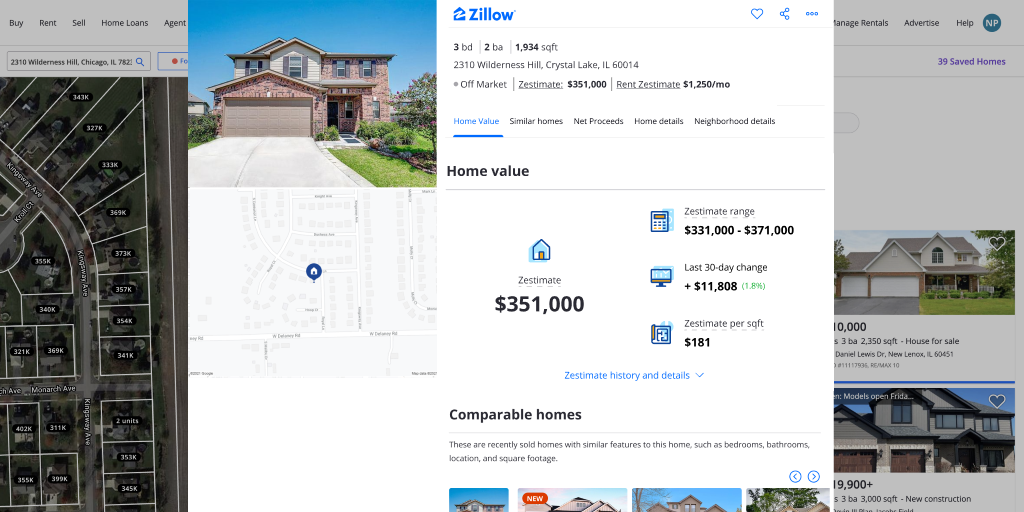 Image of a Zillow house detail page