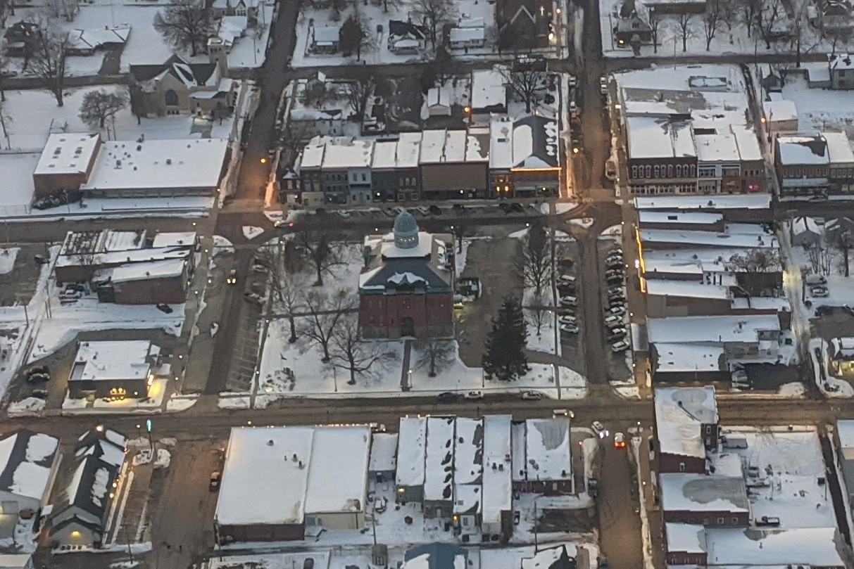 aerial view of historic town square