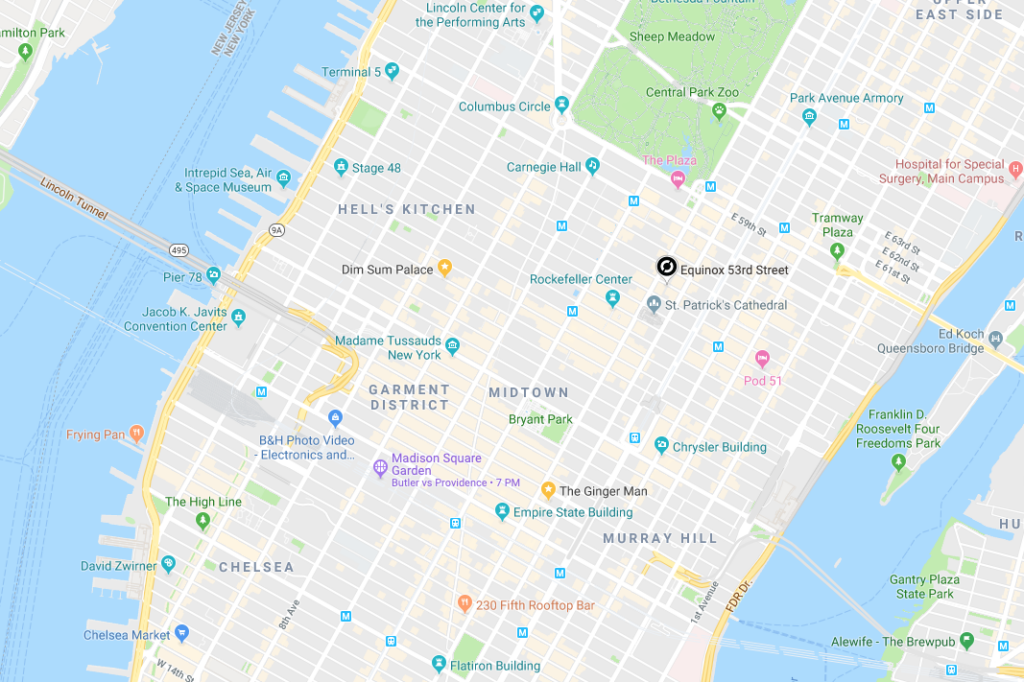 Google Maps screenshot of NYC street numbers in Manhattan