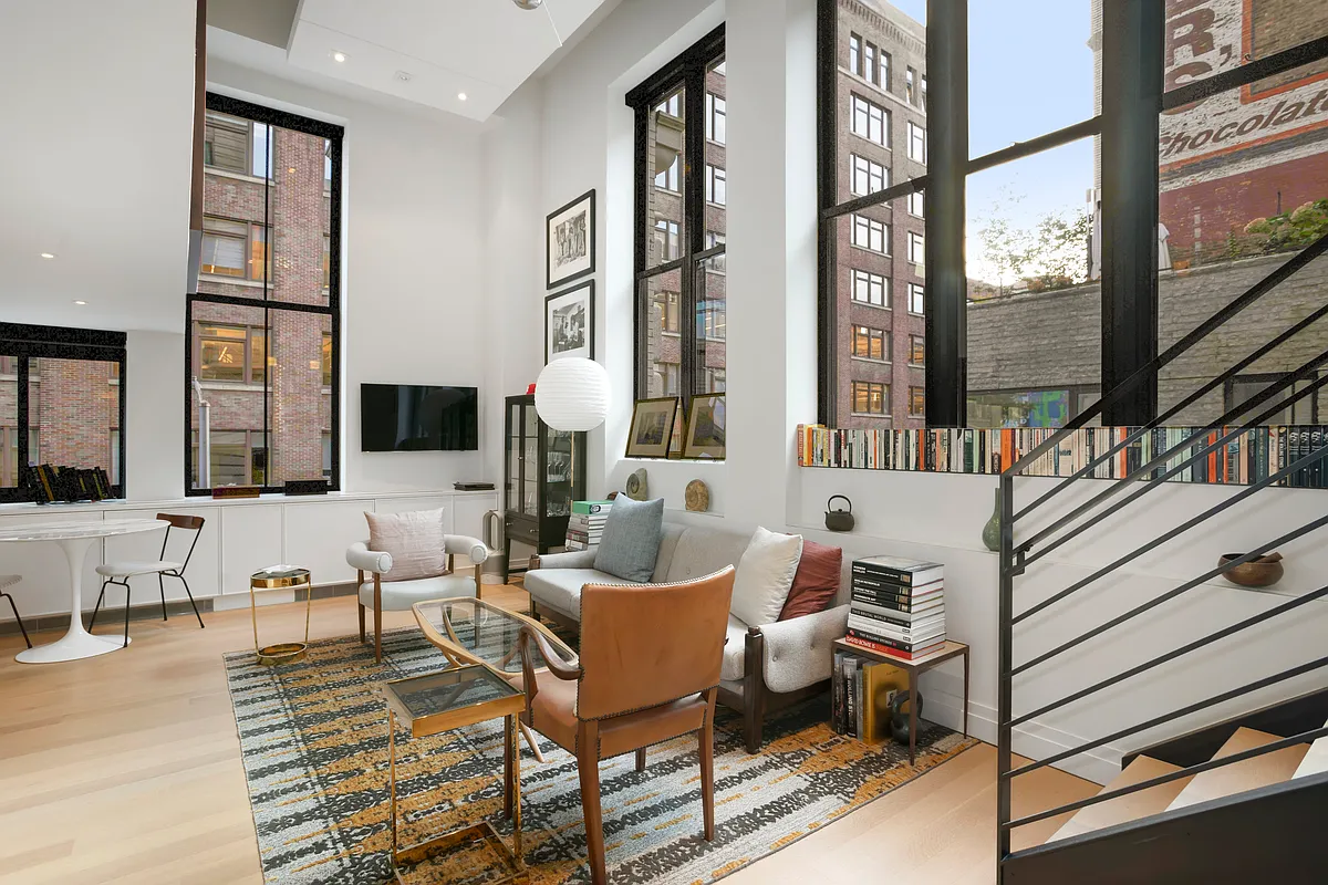 Living room with big windows NYC open houses october 28 and 29