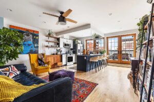 Crown Heights living room and kitchen open houses for February 4 and 5