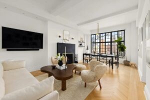 Sutton Place apt living room open houses for April 29 and 30