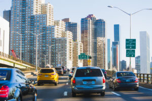 cars on NYC highway driving in New York