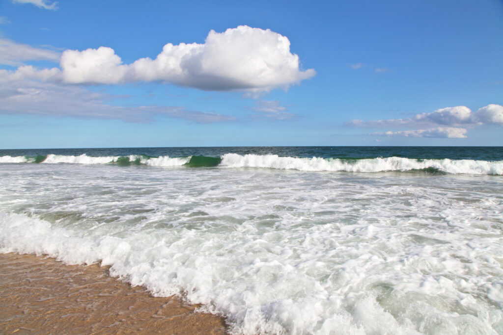 Ocean waves off of Flying Point Beach in Southampton, Long Island, NY