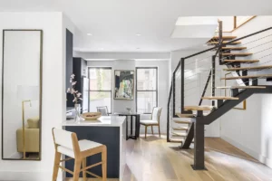 staircase in Brooklyn Heights townhouse - open houses for August 19 and 20