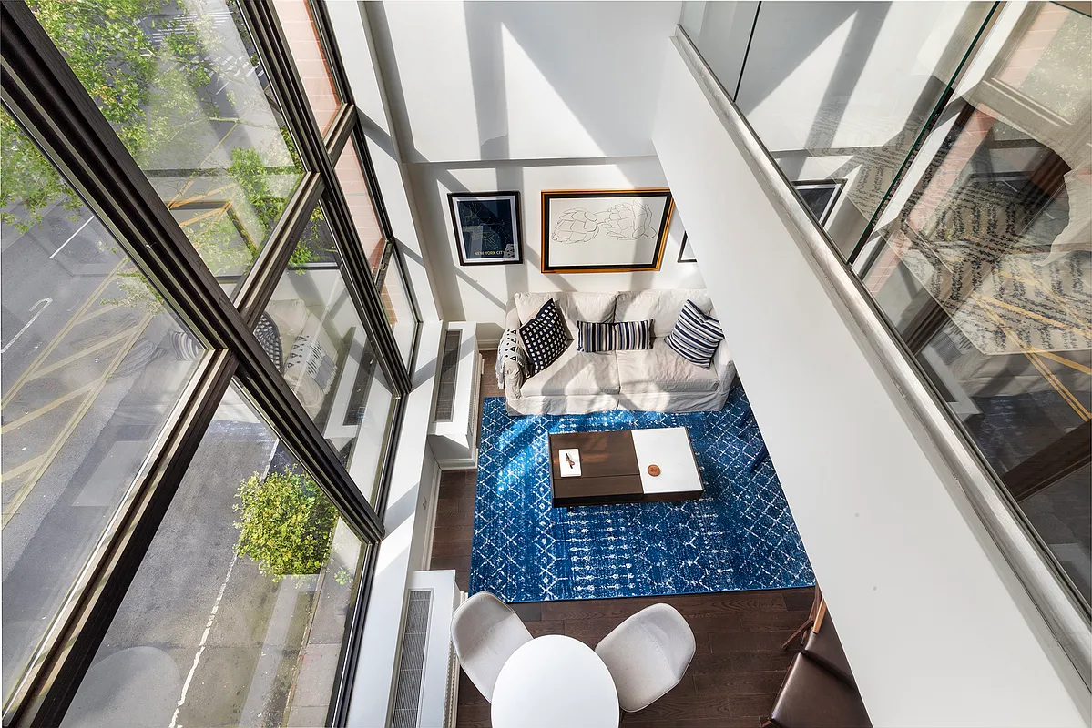 floor to ceiling windows in 1-bedroom East Village duplex loft