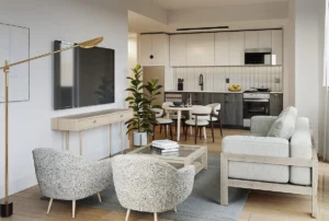 living room and kitchen in Ridgewood apartment - Ridgewood rentals under $2800