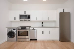 kitchen in Crown Heights apartment NYC rentals with in-unit laundry