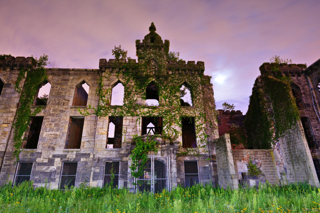Ruins of the smallpox hospital on Roosevelt Island - NYC Halloween neighborhoods
