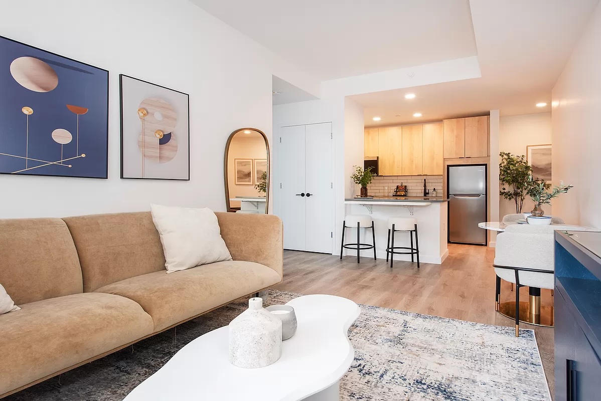 living room and kitchen in Central Harlem - Manhattan 1-bedrooms