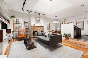 living room with skylight in park slope 2-bedroom
