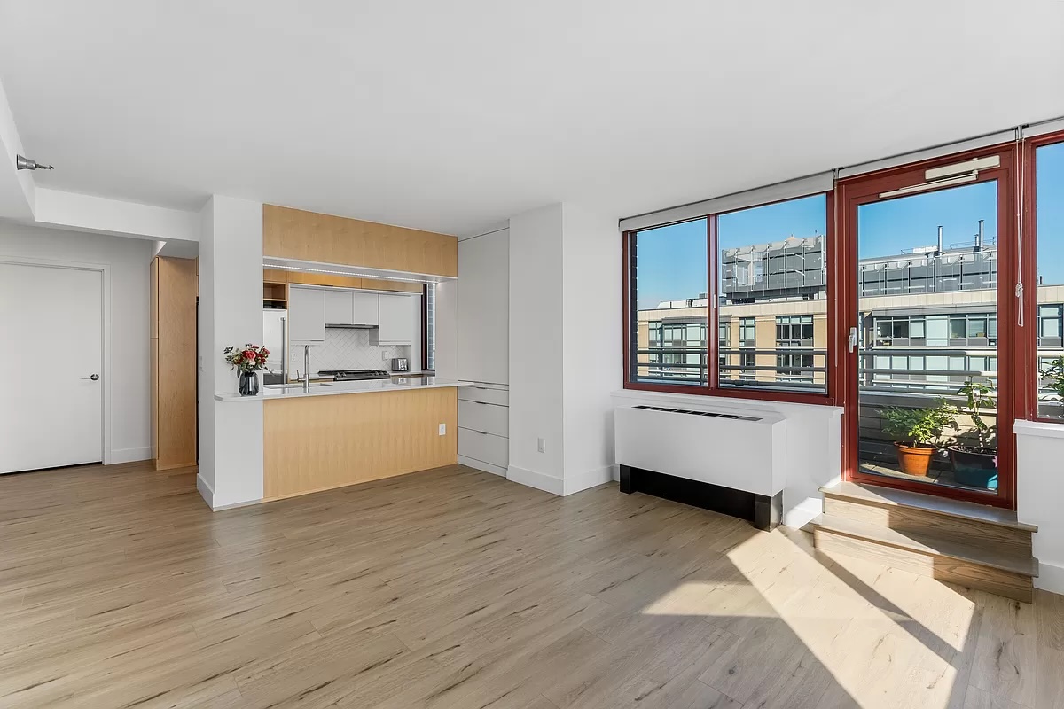 living room, kitchen and balcony in Long Island City homes