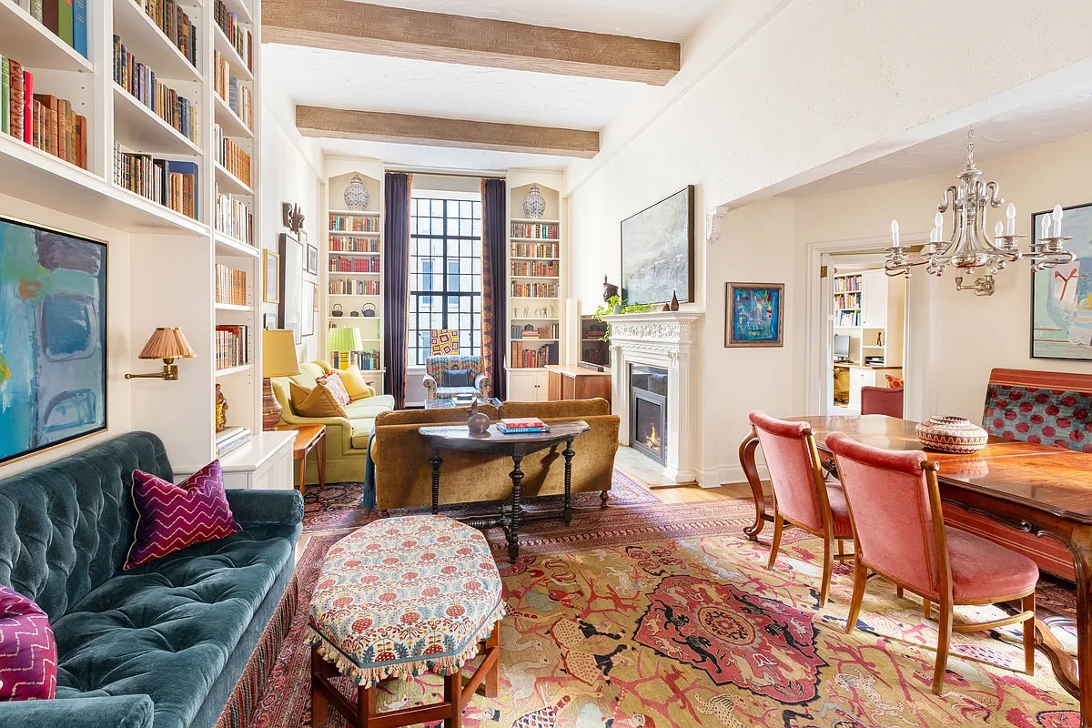 dining and living room in lavish Lenox Hill duplex
