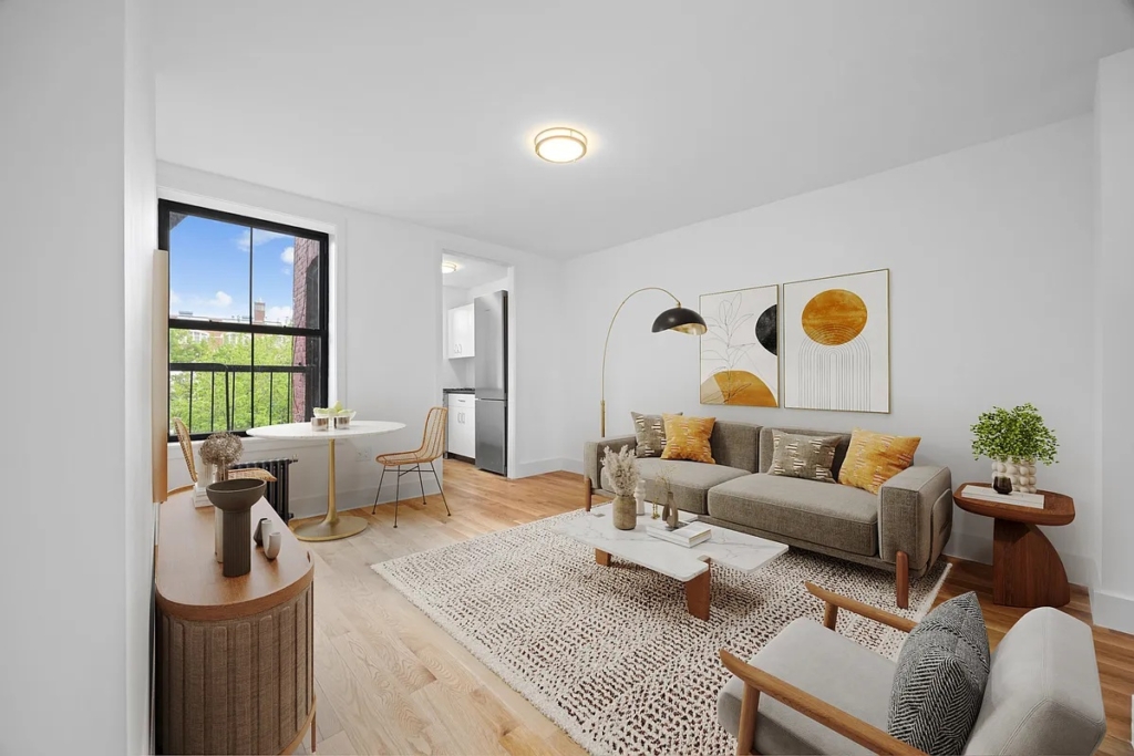 living room in Cobble Hill 1-bedroom condo