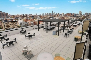 shared roof deck on Astoria rental building - NYC apartments with rooftop access