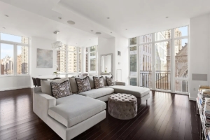 living and dining room with great views in modern Lenox Hill 2BR
