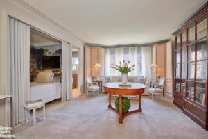 living room and sleeping nook in furnished Midtown studio