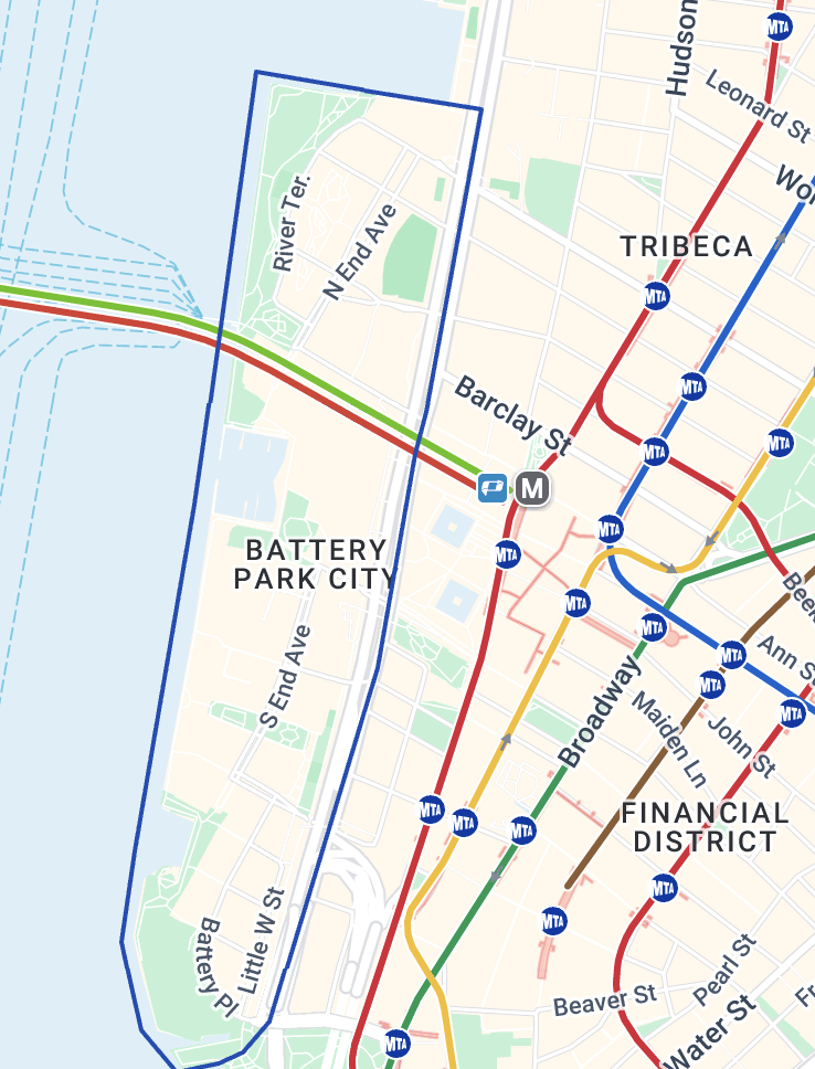map of Battery Park City