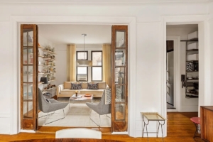 living room with french doors in Prospect Heights convertible 2-bedroom