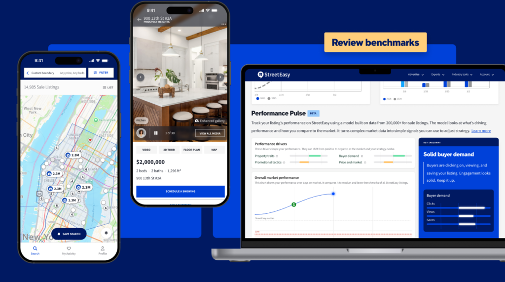 Simulated product images from the Signature tier of StreetEasy Agent Advantage(SM)