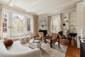 living room with built-ins in Upper West Side 2-bedroom condo