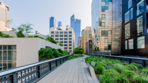 Apartment buildings along the High Line in New York City