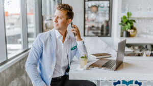 Young businessman having a phone call