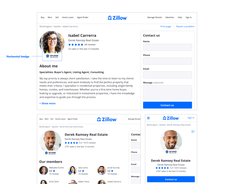 Top Agent on Zillow badge