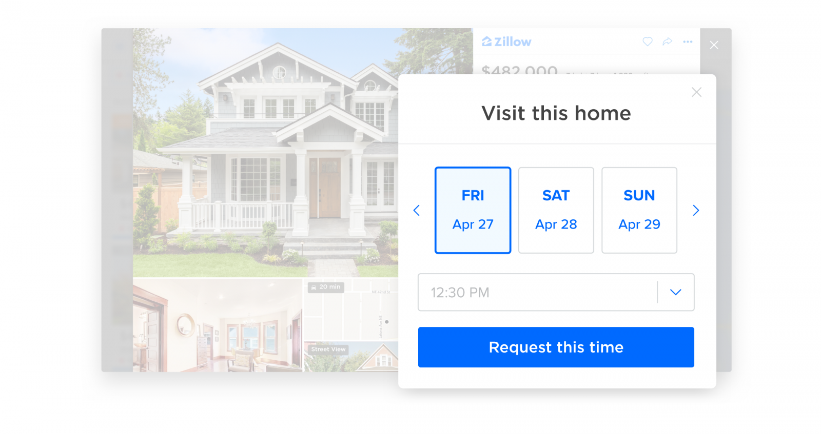 Screenshot of the tour scheduling function
