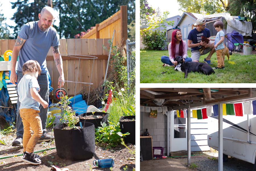 Renting out a room can lead to financial comfort and community for homeowners. Image of Seattle area residents enjoying their garden and yard.