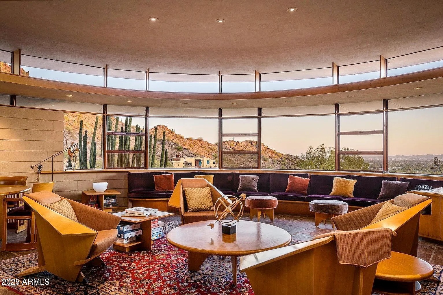The Space Age home boasts a circular layout, panoramic views, and sleek, geometric furniture. Its design is the epitome of modern comfort, inviting ample natural light to create a bright, airy ambiance.