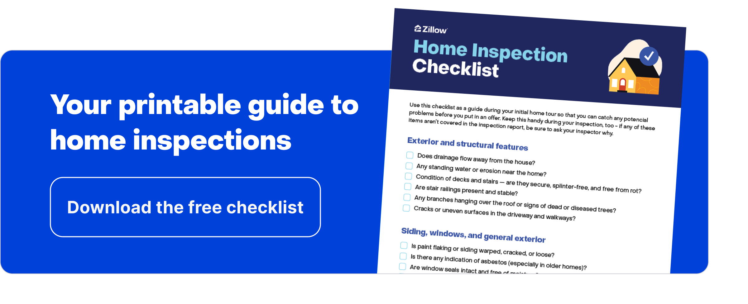 Your printable guide to home inspections: Click to download the free checklist.