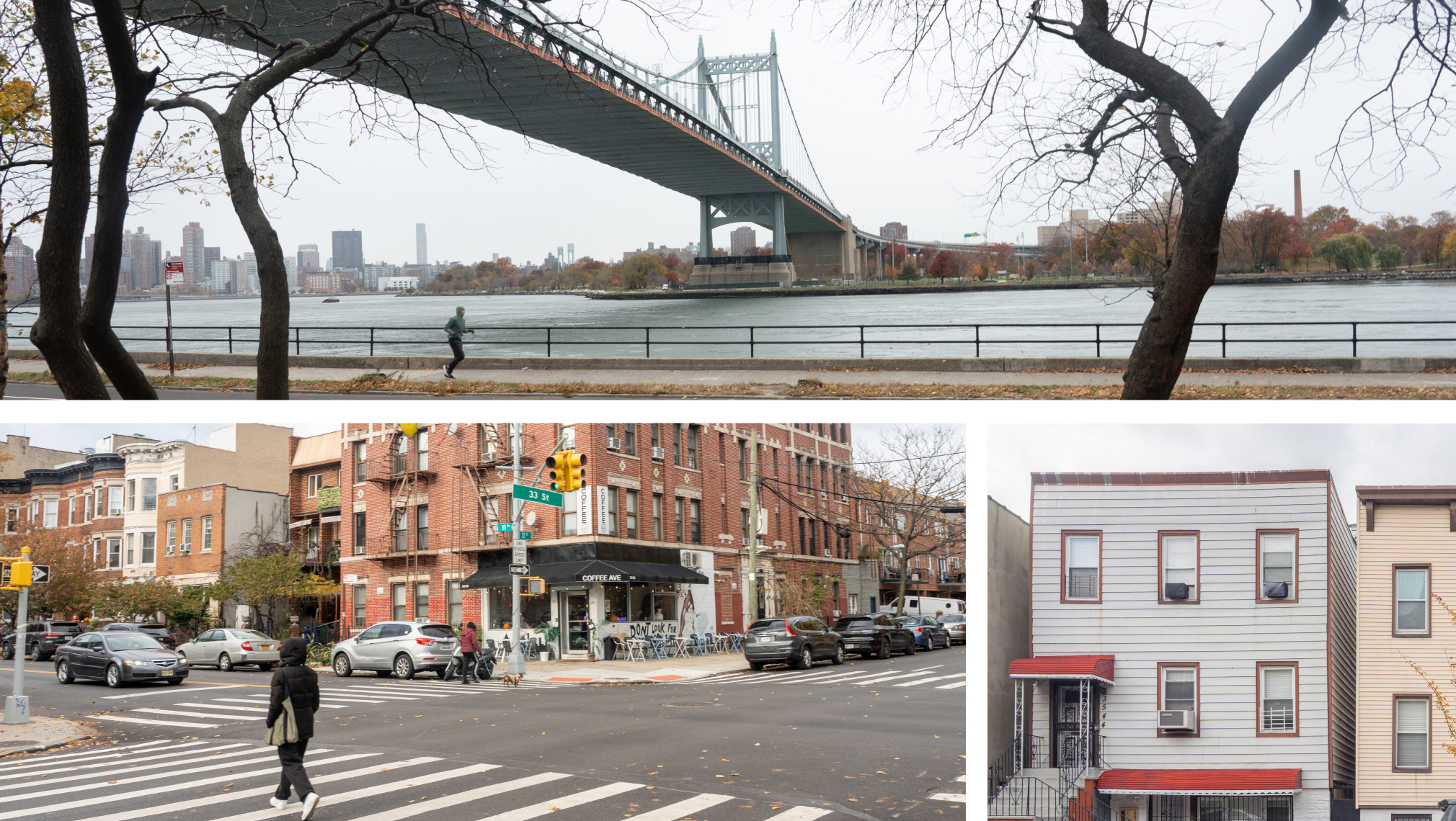Images of the Astoria neighborhood in northwest Queens.