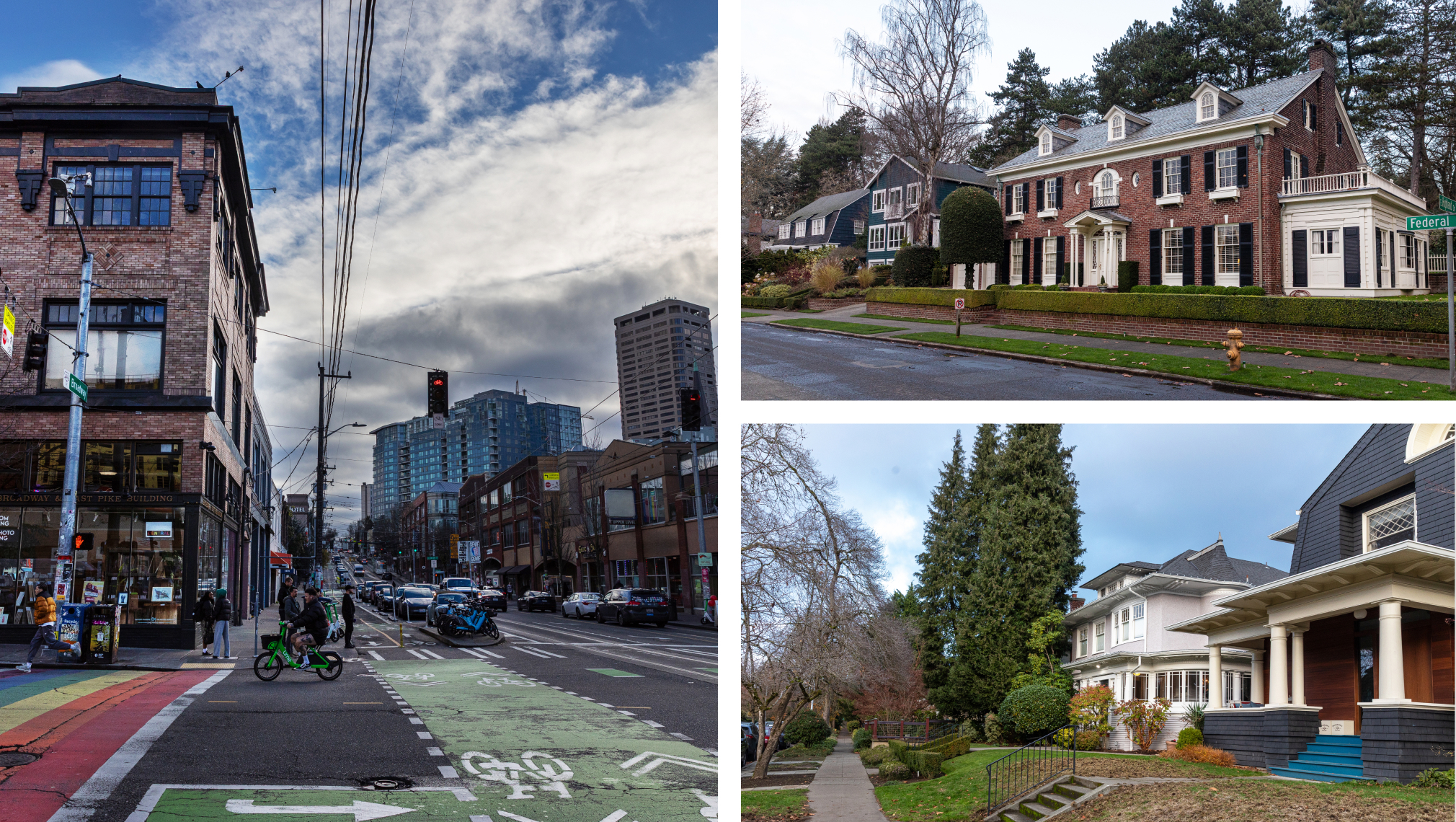 Three images of Capitol Hill, Seattle