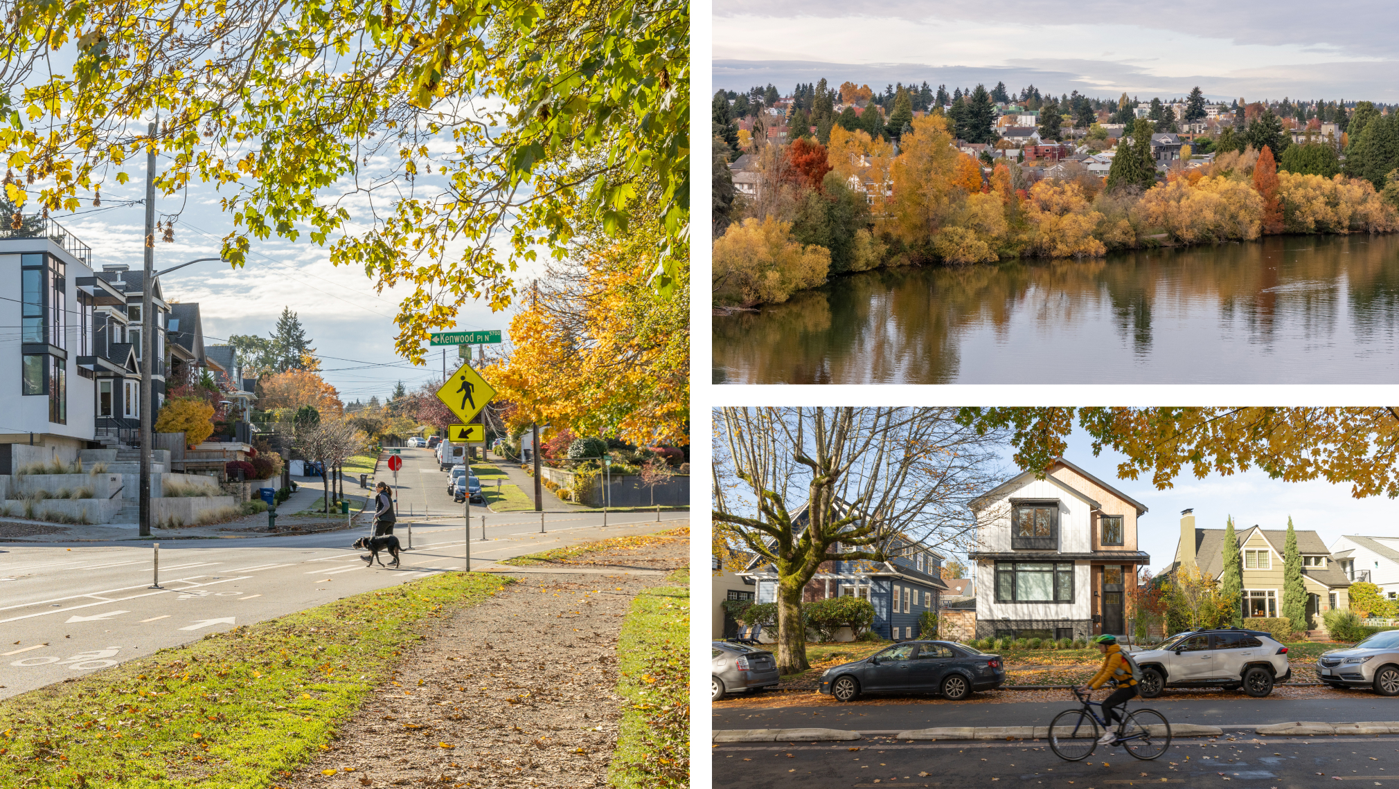 Three images of Green Lake, Seattle