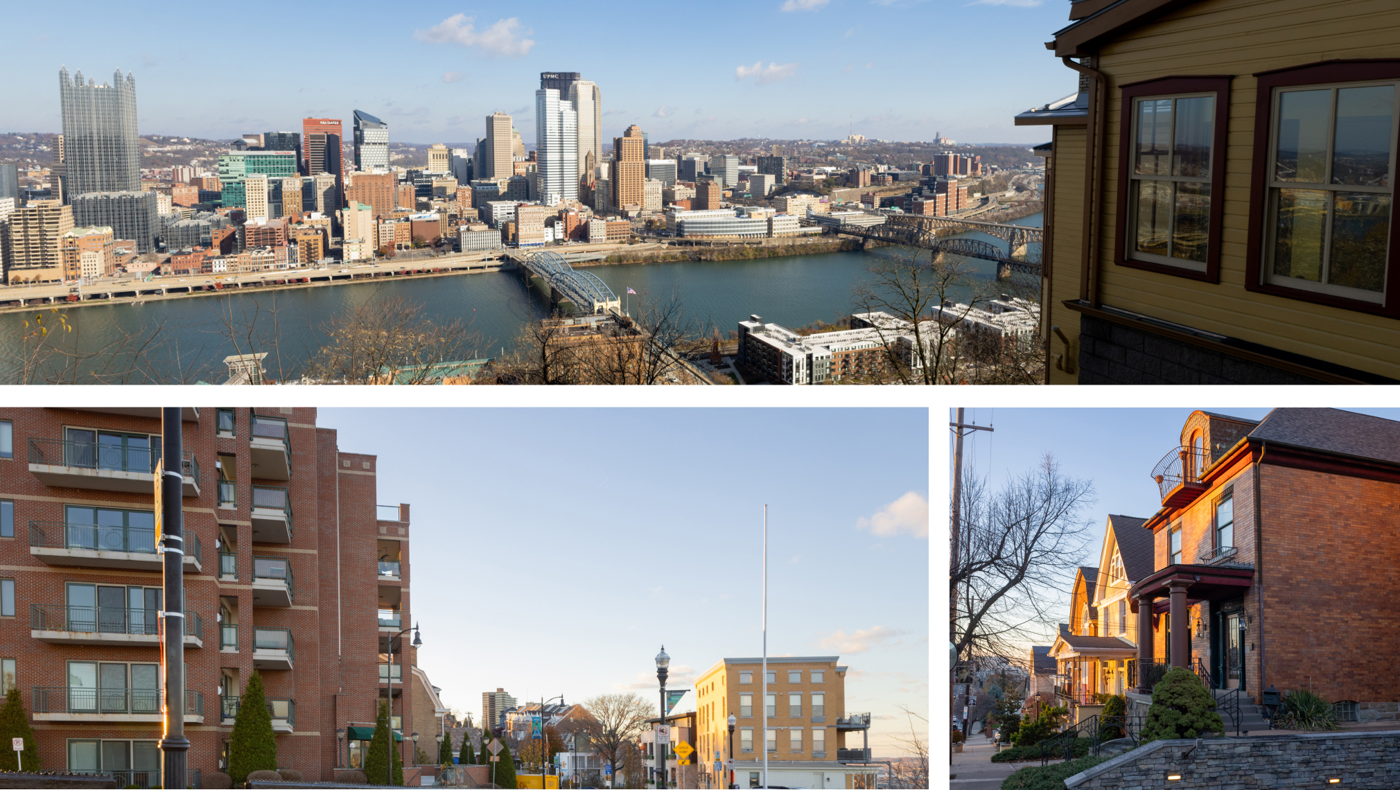 Three images of Mount Washington, Pittsburgh