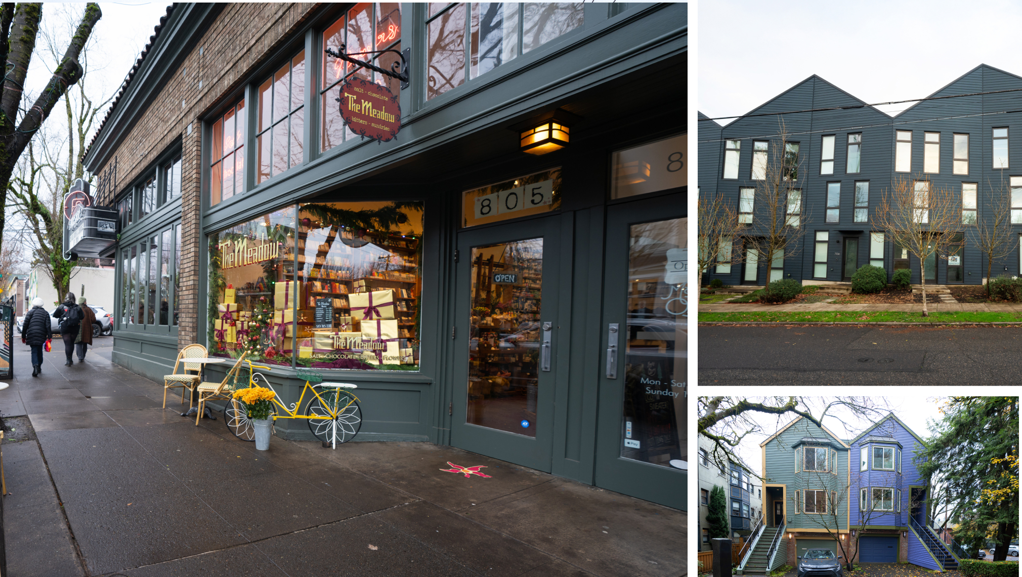 Three images of Northwest Portland, Oregon