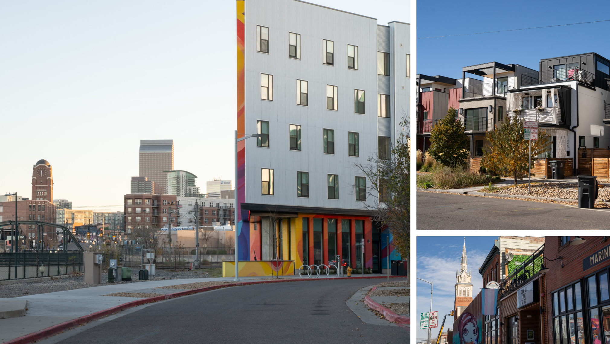 Three images of RiNo, Denver