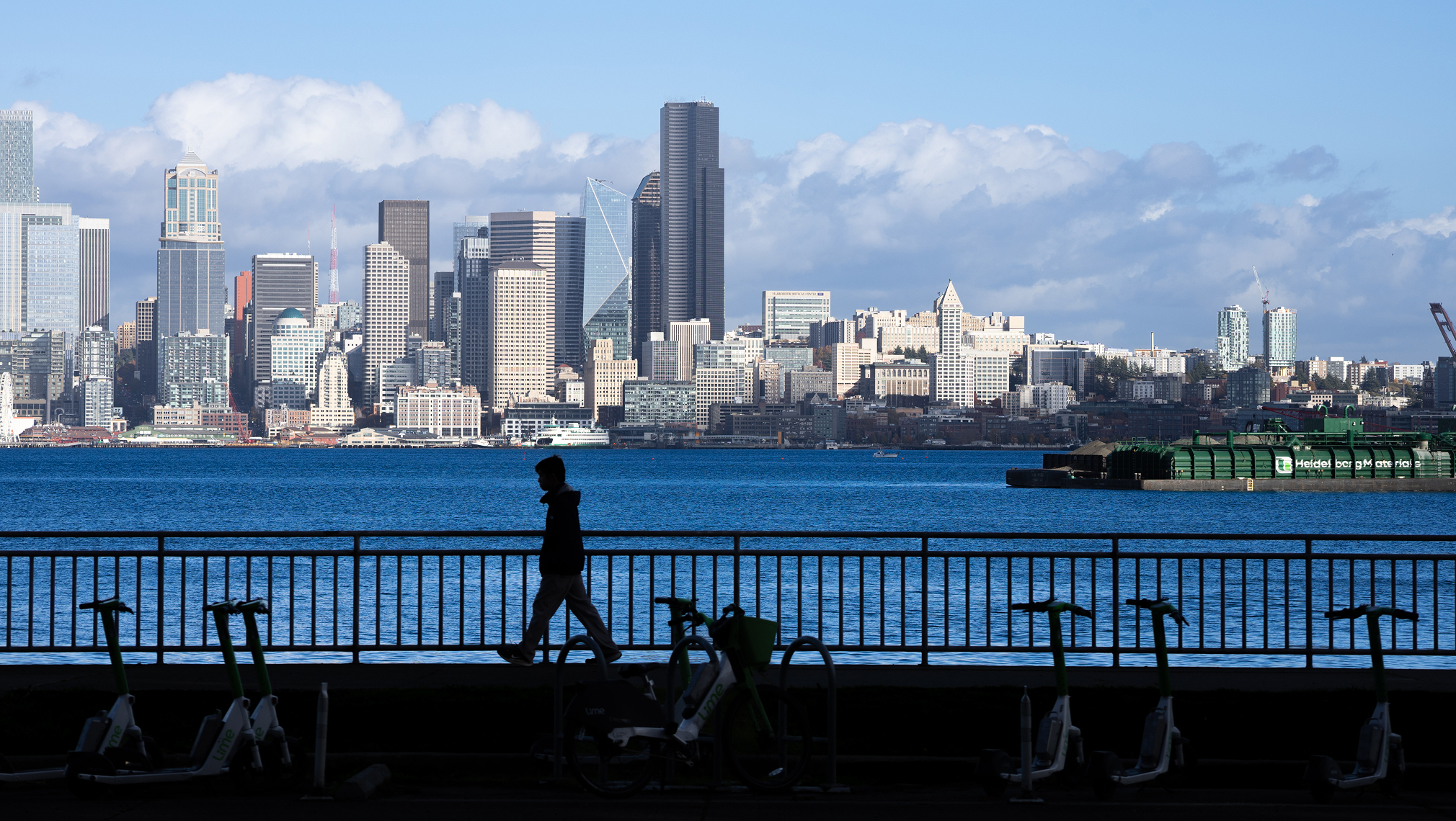 An across-the-water view of the Seattle skyline