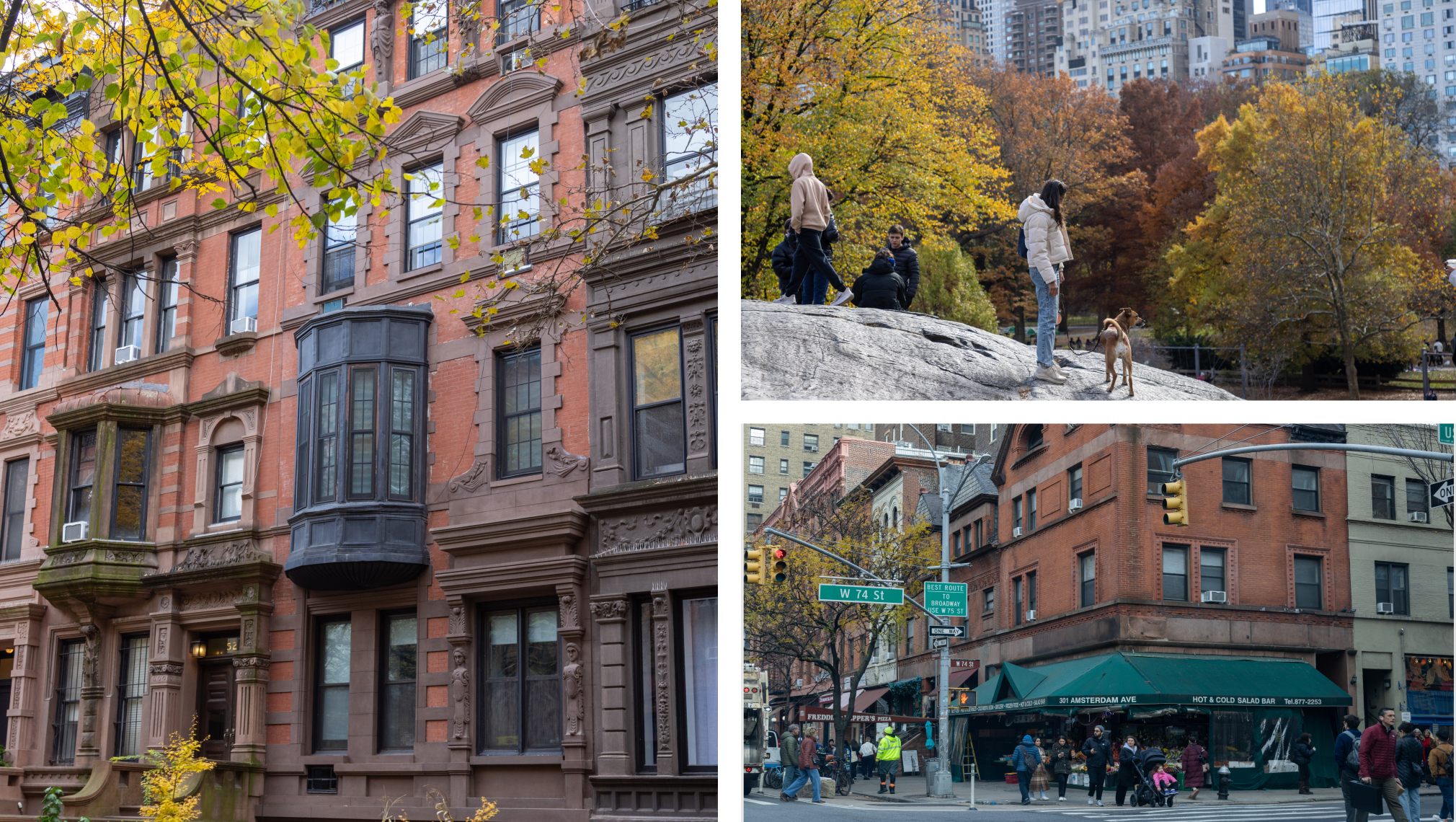 Images of brownstones in the Upper West Side neighbhorhood.