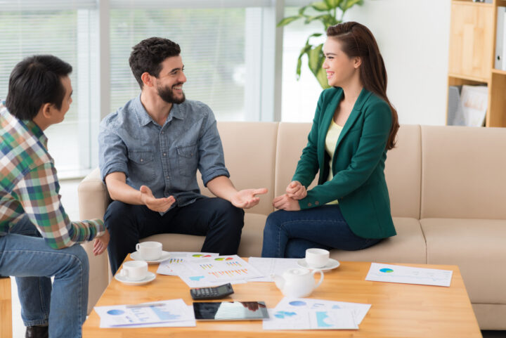 Real estate agent and home buyers