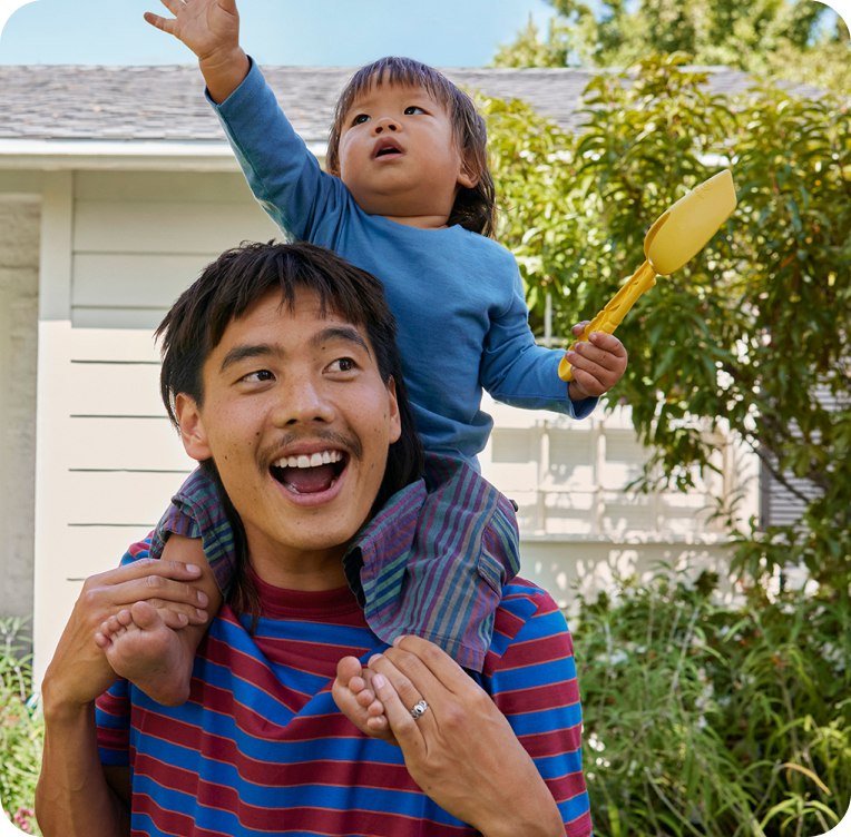 image of man with toddler on shoulders