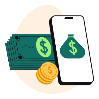 Illustration of dollar sign on mobile