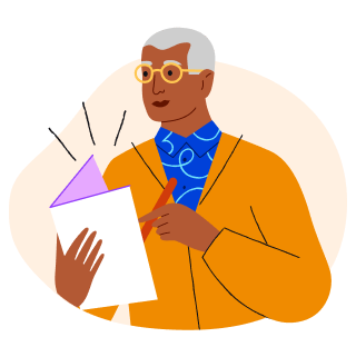 Illustration of person reading paper