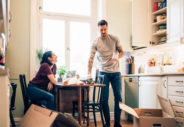 Moving day preparation checklist with organized boxes and supplies
