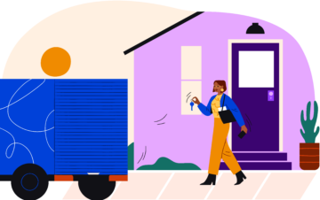 Moving container delivery to driveway illustration