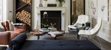 Inviting living room interior with warm lighting and cozy furnishings