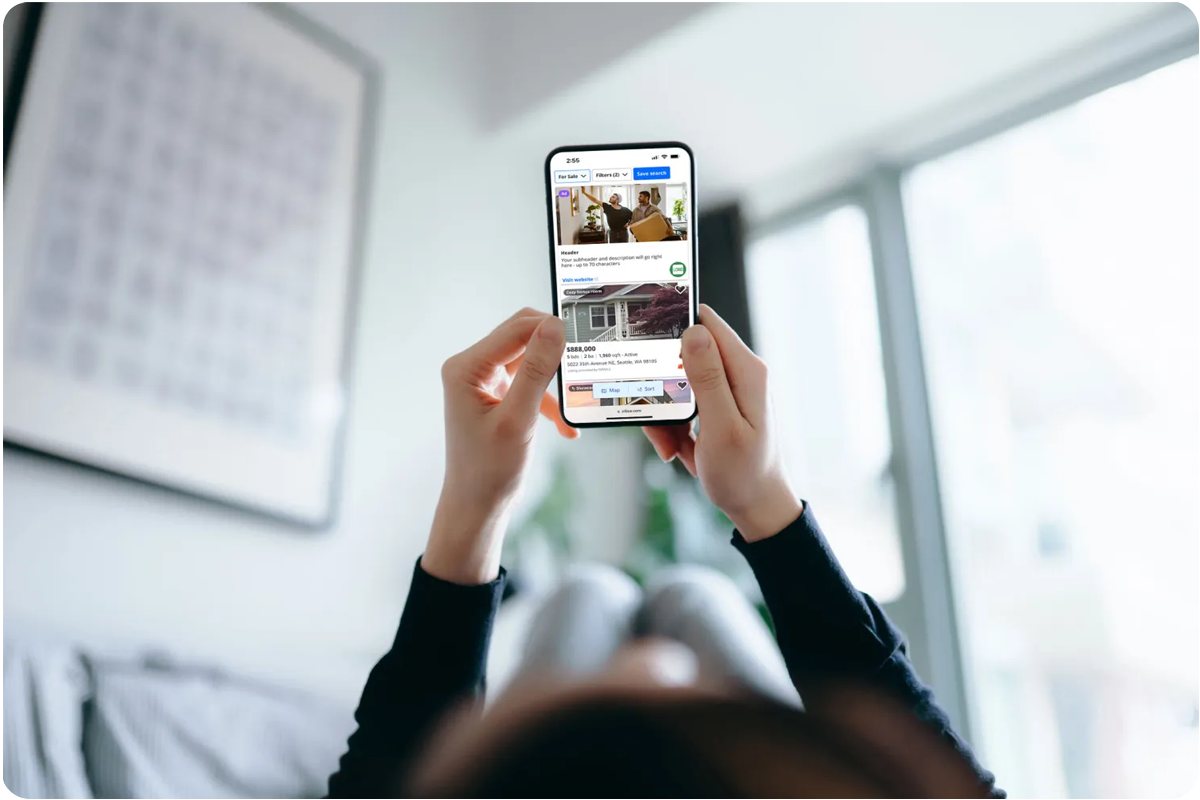 Mockup of Zillow media placements across Zillow, Trulia, StreetEasy and HotPads